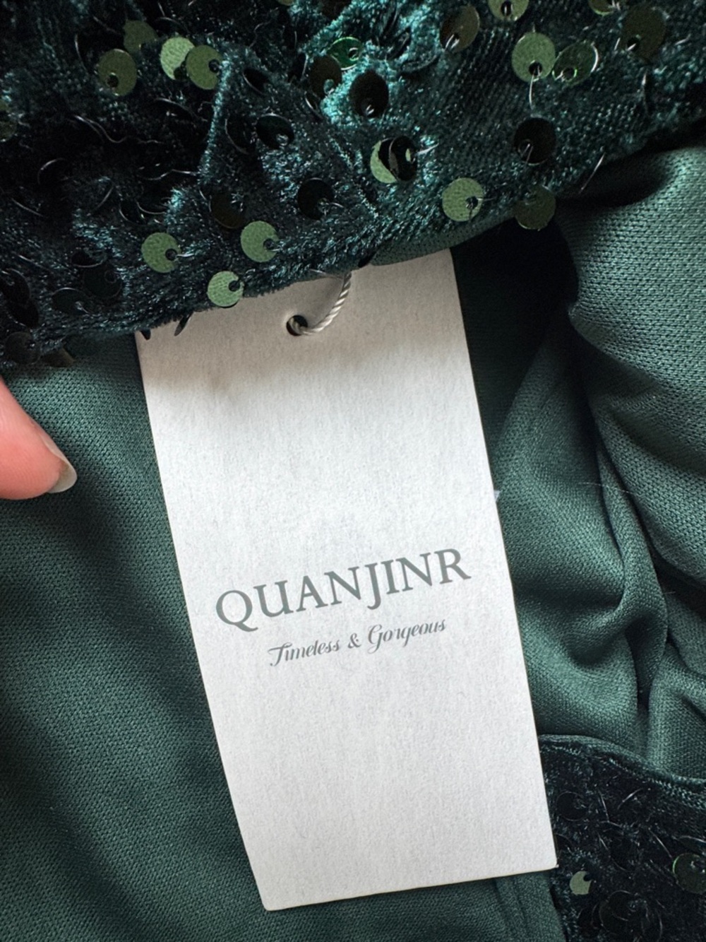 QUANJINR Sequin Mini Dress Green Black Ombre Spaghetti Strap Bodycon SIZE 2 - Picture 4 of 6